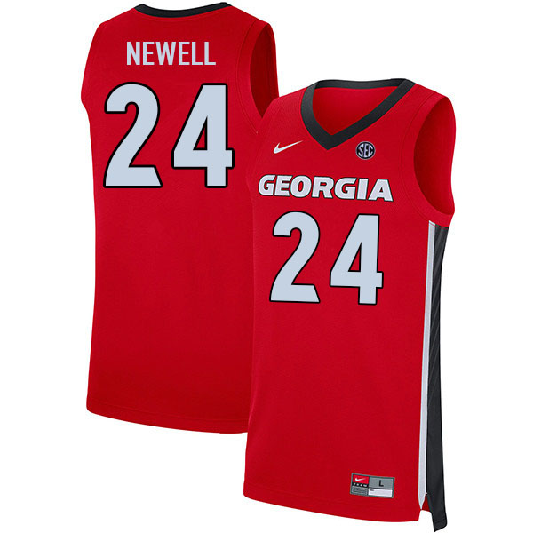Georgia Bulldogs #24 Jaden Newell College Basketball Jerseys Stitched Sale-Red